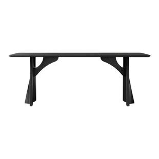 奥古斯特 黑色实木餐桌家用2025新款轻奢全托长方形飞鸦岩板餐桌