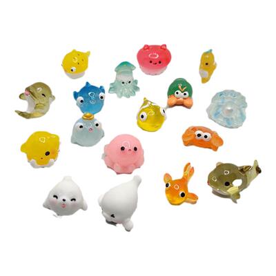 微景观摆件可爱海洋动物乌贼鲨鱼虎鲸鱼寄居蟹鱼缸装饰品桌面玩偶