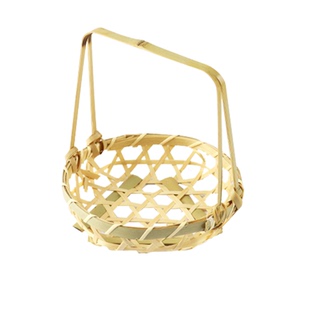 手工竹编筲箕圆形火锅素菜托盘火锅食材收纳筐水果篮竹制品果盘