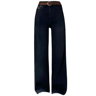 2025冬新款Jeans阿凡牛A5406加厚绒保暖窄版显瘦女牛仔直筒阔腿裤