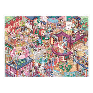 造景贴纸超大版面食江湖节日主题微缩场景装饰合集本新款大号3d立体小屋手工拼贴画diy手账素材儿童玩具女孩