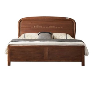 进口胡桃木全实木床1.8米现代简约卧室床榫卯结构1.5米储物双人床