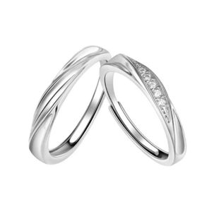 素圈开口戒指一对s925银色莫比乌斯情侣可调节对戒送男女520礼物