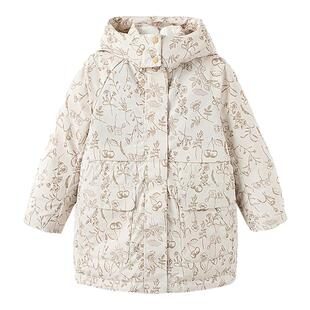 森马儿童羽绒服秋冬装三防中长款冬装时尚派克服连帽女童宝宝外套