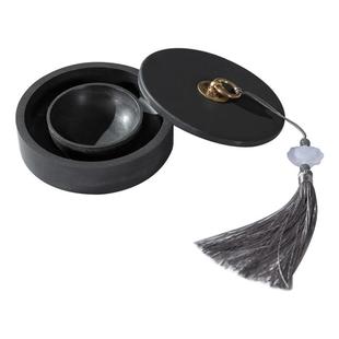 梅林笔庄全新升级火锅砚台双圈保湿防蒸发不干墨毛笔墨水书法专用原石天然歙砚罗纹砚墨盒墨盘可磨墨研墨墨池