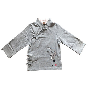 儿童汉服男童春秋古装汉服复古风中国风棉麻上衣裤子男宝宝唐装