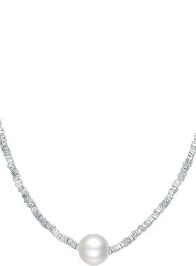 周六福S925银淡水珍珠项链女