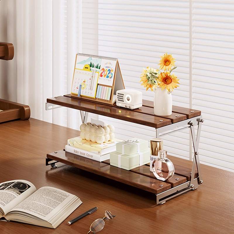 实木桌面置物架书桌上置物架立式家用台面办公室架收纳书本多层