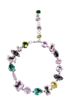 珠宝彩钻糖果水晶多巴胺宝石项链 宴会高定 繁花胭脂粉钻手链套装