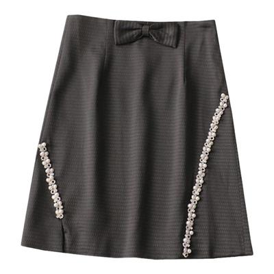 406874秋半身裙女钉珠长款