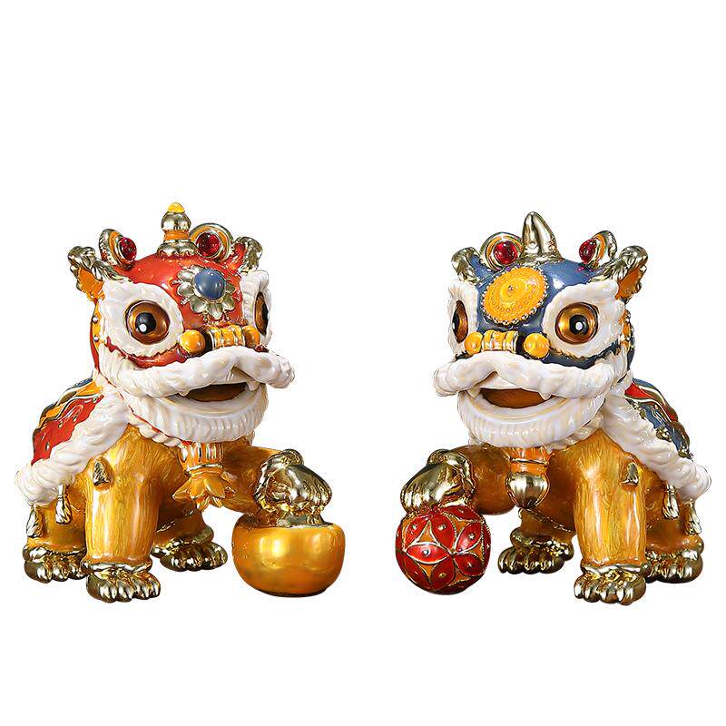 国潮醒狮子摆件舞狮玄关装饰品新年贺岁礼品结婚开业乔迁新居礼物