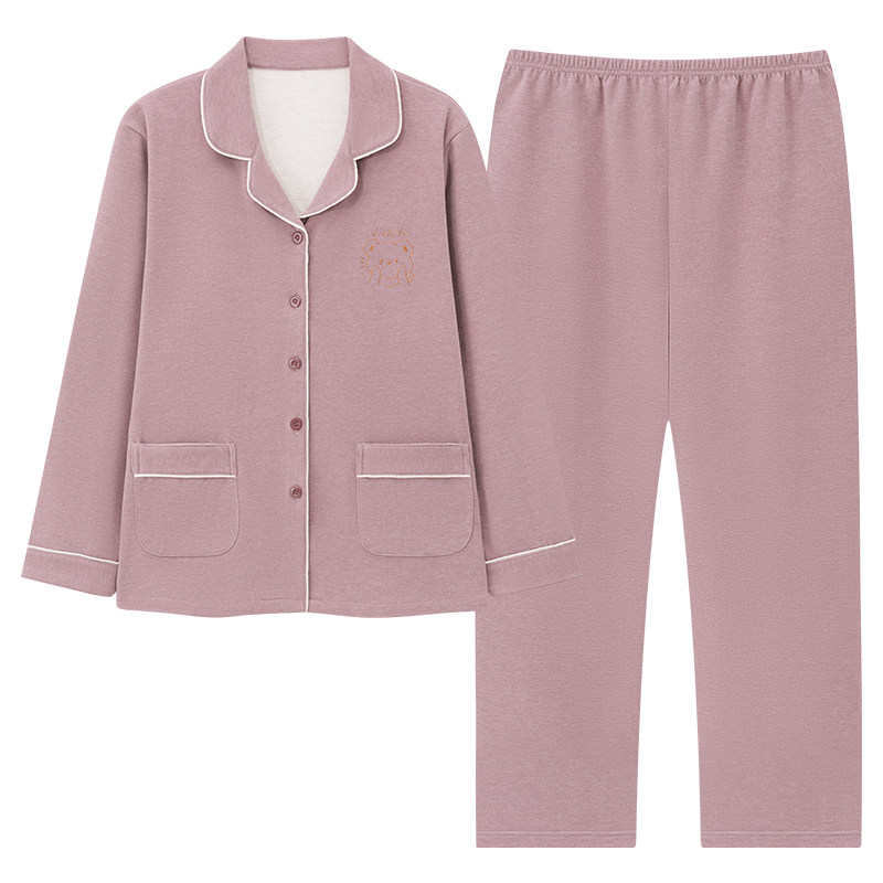 冬季德绒双面磨毛女士薄绒家居服