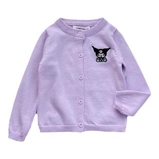 儿童纯棉针织开衫2026新款春秋薄款毛衣卡通刺绣圆领女童洋气外套