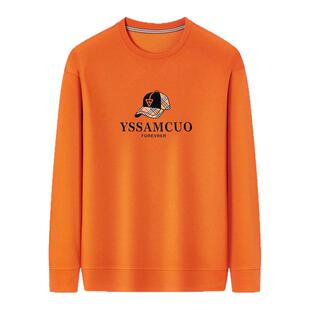 2025秋季新款男装纯棉长袖t恤中青年大码宽松休闲帽子印花上衣潮