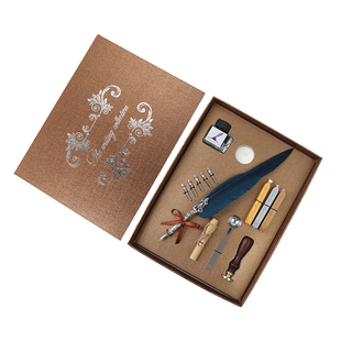 复古羽毛笔英伦蘸水笔沾水笔墨水礼盒火漆印章教师节开学生日礼物