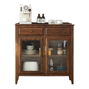 治木工坊美式全实木餐边柜现代简约红橡木酒柜橱带门储物柜玄关柜