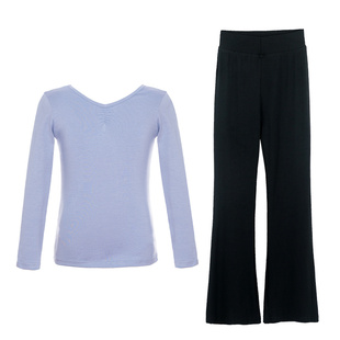 儿童舞蹈服女童长袖练功服V领基训服上衣芭蕾舞跳舞服中国舞套装