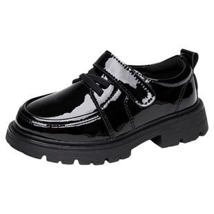 男童皮鞋黑色儿童演出鞋英伦新款秋冬学生中大童男孩真皮软底加绒