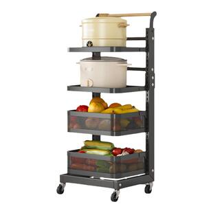 厨房多层锅架落地可移动家用放锅子蔬菜可调节多功能收纳架置物架