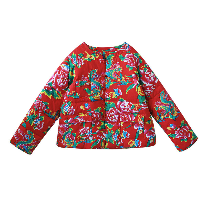 加厚羽绒服女冬季减龄东北花棉衣
