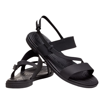 Crocs/卡洛驰女鞋凉鞋Serena平底鞋沙滩鞋轻便防滑黑色露趾夏季