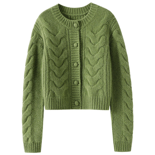 谁看了不迷糊~重磅加厚100%纯山羊绒开衫女圆领羊绒毛衣宽松短款