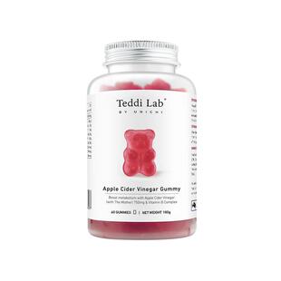 Unichi苹果醋小熊软糖苹果柠檬味维生素营养保健食品60粒teddilab