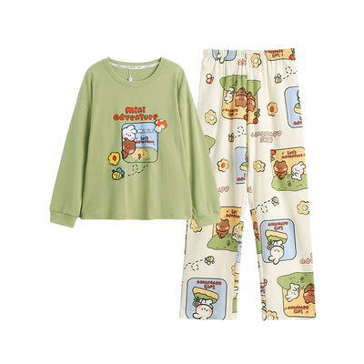 芬腾布朗熊睡衣女春秋季纯棉长袖