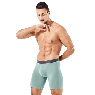 52025定制色彩舒适骑行运动长平角男内裤莫代尔治愈加长四角裤衩