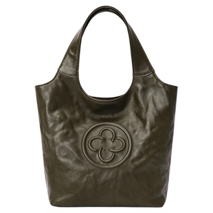 卡思乐MINI马甲托特包女2026新款复古褶皱真牛皮单肩手提小菜篮包