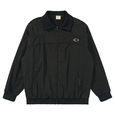 街头宽松休闲棉衣夹克男黑色翻领