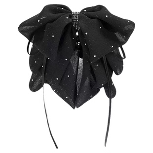 满天星网纱蝴蝶结抓夹2025新款星空碎钻发夹女后脑勺夹子气质头饰