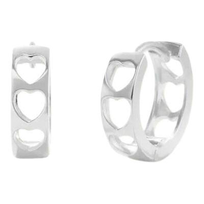 925镀金镂空爱心扣环耳圈耳环