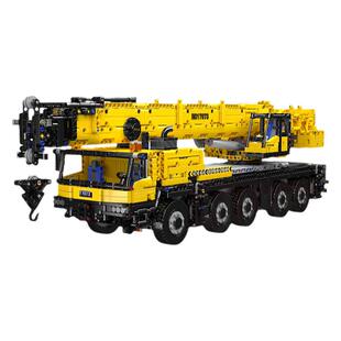 宇星模王旗舰店遥控电动起重机救援车高难度拼装积木玩具