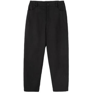 布景休闲裤女冬季新品纯色松紧腰设计宽松加绒弹力裤子长裤1571