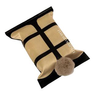 现代高级感车载纸巾盒餐巾纸收纳盒黑白之窗客厅轻奢家居用抽纸袋