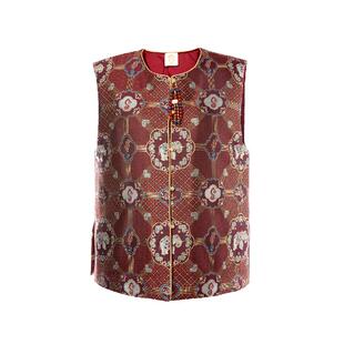 野兽派BEAST太平有象宋锦夹棉红色马甲生日节日节日礼物