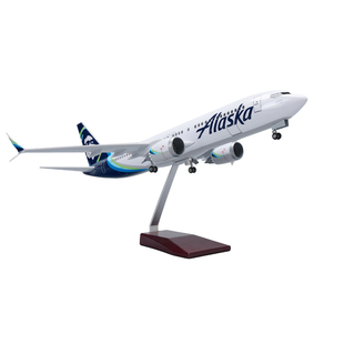 带灯47cm阿拉斯加航空波音737max仿真客机飞机模型摆件礼品Alaska