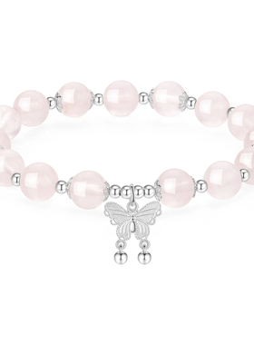 【招桃花】天然粉水晶纯银手串