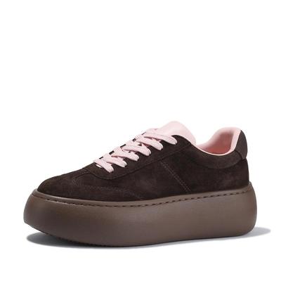 BellaLily2025秋季新款复古松糕底休闲鞋增高运动鞋牛皮百搭板鞋