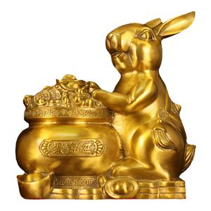 纯黄铜兔子摆件十二生肖兔年吉祥物招财镇宅家居客厅玄关装饰礼品