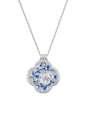 顺庆银楼足银9999青花缕项链镂空