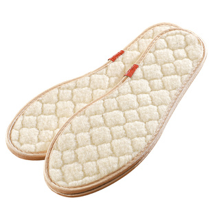 100%羊毛保暖鞋垫女士加绒加厚软底舒适毛绒棉鞋垫男吸汗防臭冬季