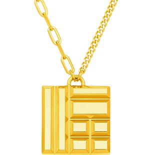 周大福传福系列福牌福字足金黄金项链女R35254