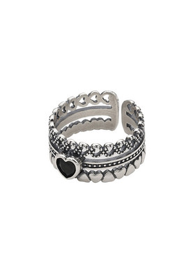 日韩风镀银爱心网红同款戒指环