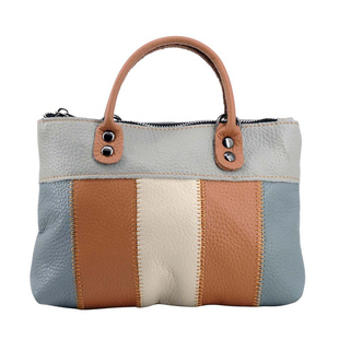 小圆象牛皮手提女包小手袋手机零钱钥匙包头层牛皮时尚撞色小香包