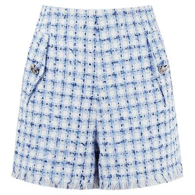 MISSCOCOON格纹拉毛A字高腰休闲短裤春款