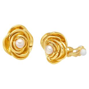 SCHAWLOW肖洛玫瑰珍珠耳夹女小众无耳洞耳饰高级感镀金小耳环