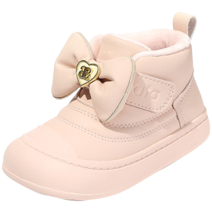 TATA他她童鞋冬季加绒雪地靴女童蝴蝶结短靴保暖宝宝靴时尚公主靴