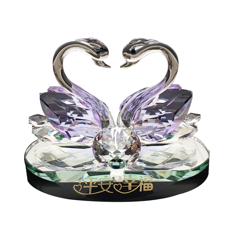 汽车摆件水晶天鹅车载香水座式车上装饰用品车内饰品平安车饰刻字